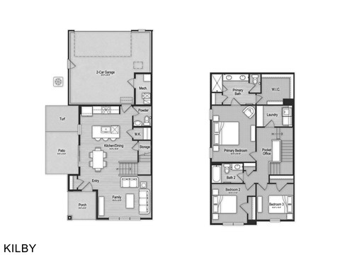 Floor plan for 3 beds, 2.5 baths, 1655 sqft